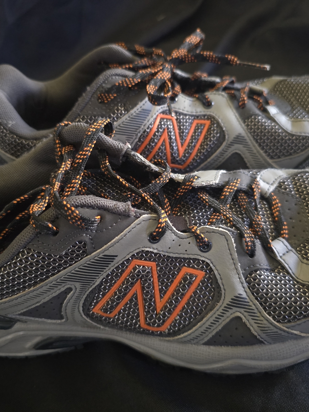 New Balance Gray with Orange Trim Mesh Running Shoes